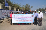 Campaigning on hygiene and hand washing on Balanagar main road.