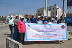 Campaigning on hygiene and hand washing on Balanagar main road.