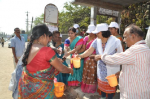 Demonstration on hygiene and hand washing at Balanagar Bus Stop.